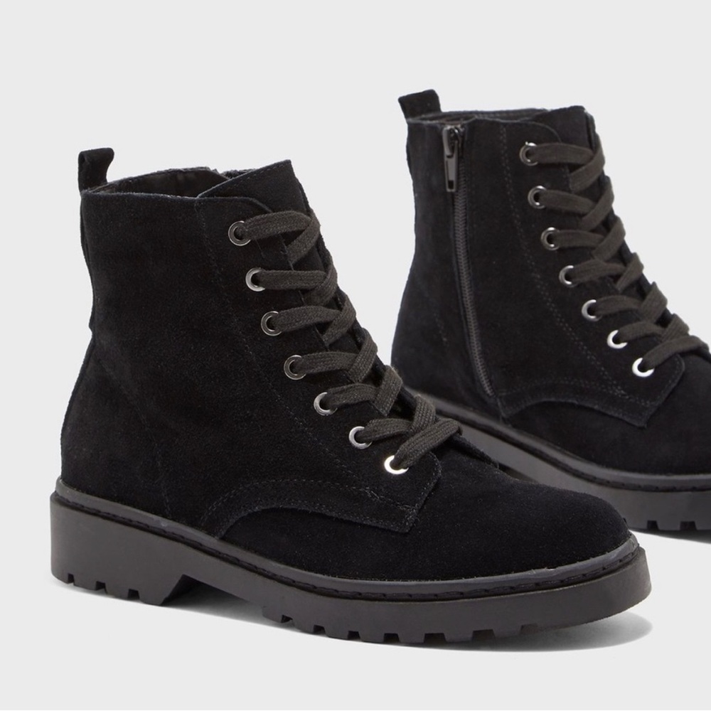 Top shop Black Lace-Up Ankle Boots